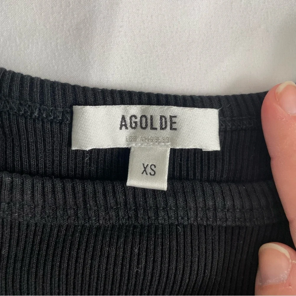 Agolde Ribbed Midnight Black Racerback Tank Top - Picture 9 of 13